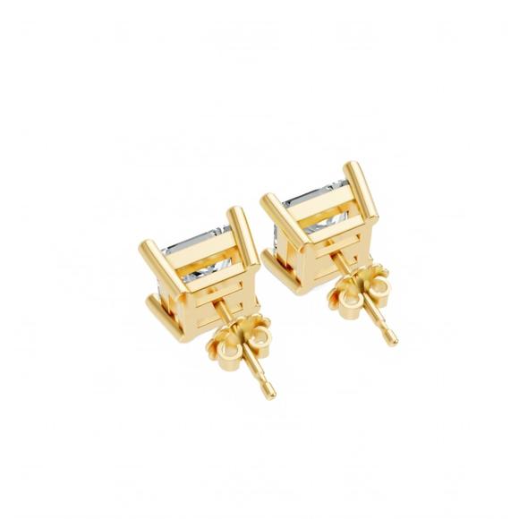 NEW AAMIAA women's princess shape 4 prong push back studs in gold plated sterlin